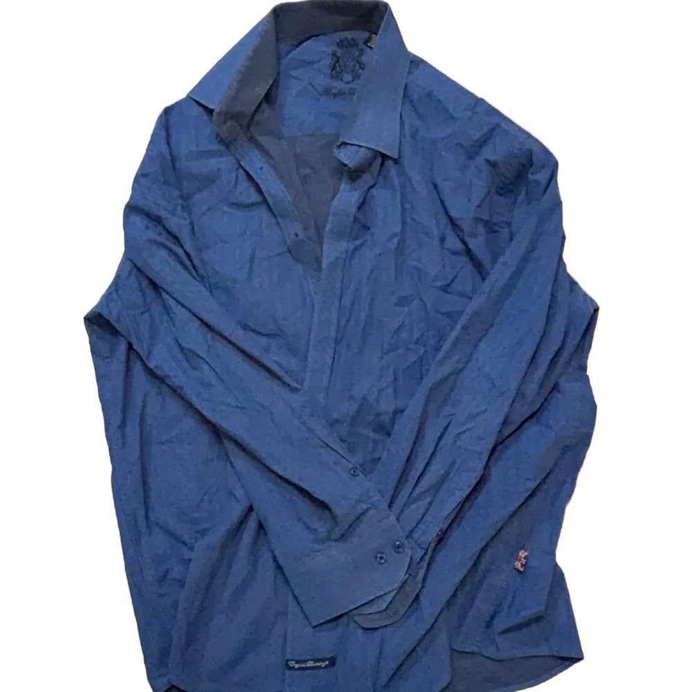 English Laundry Long Sleeve Button-Up Shirt Blue 17 1/2 34/35 Cotton Spandex